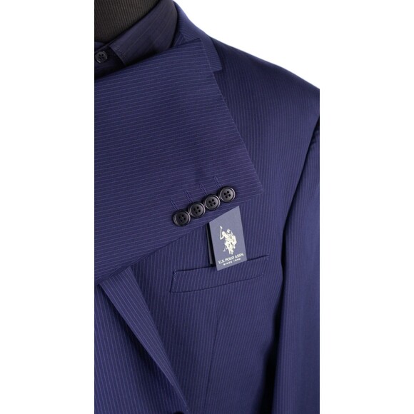 NWT US Polo ASSN Stretch Blue Navy Striped Blazer Sport Coat Jacket 50R Suits - Picture 7 of 15